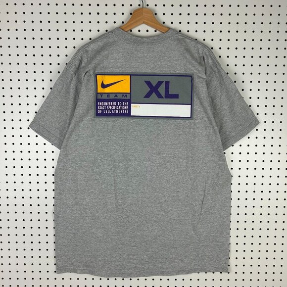 Nike LSU Tigers Vintage T Shirt Large Gray Purple Gold Louisiana State Swoosh - Picture 1 of 6